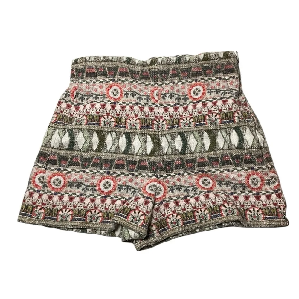 Zara jacquard mosaic textured high‎ waist shorts XS - Image 2