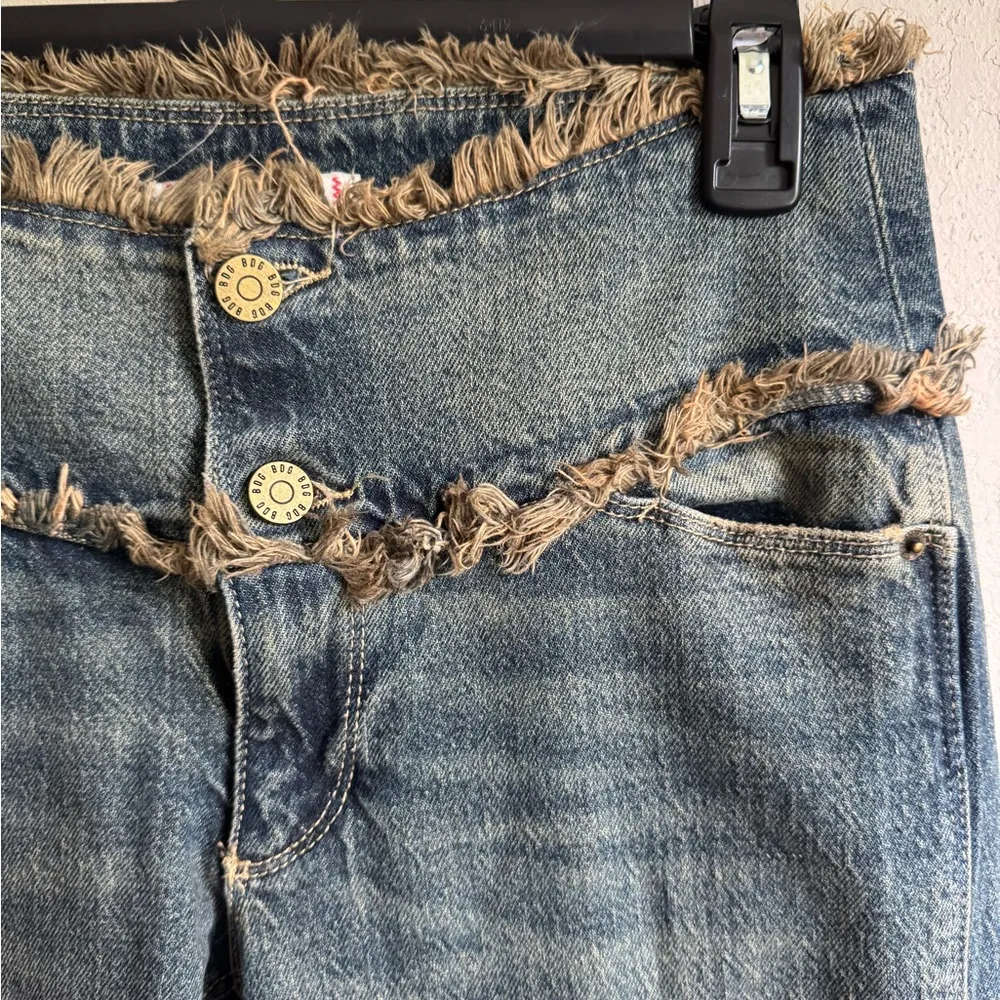 BDG Urban Outfitters Mid Wash Low Rise Fringe Skinny Jeans Womens 27 Y2K - Image 3