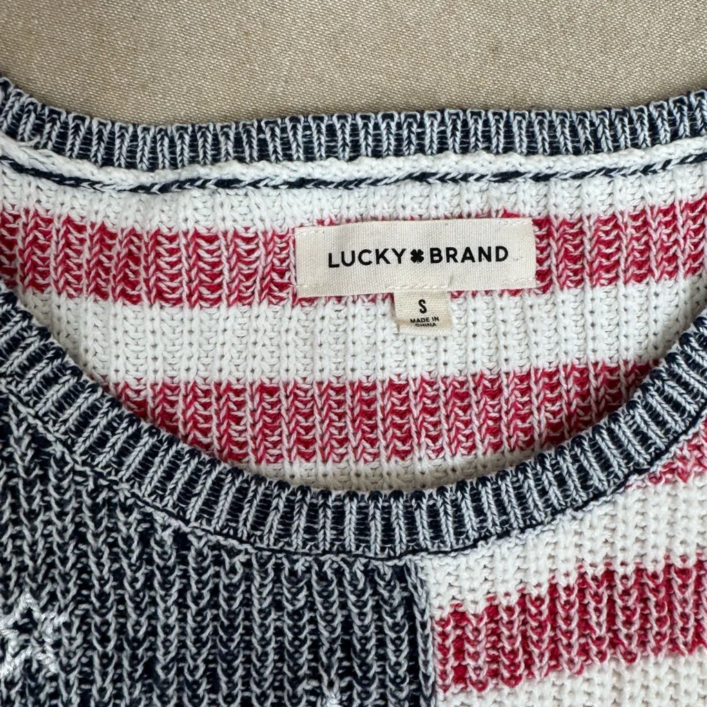 Lucky Brand Women's American Flag Knit Sweater Tank Top Size S - Image 8