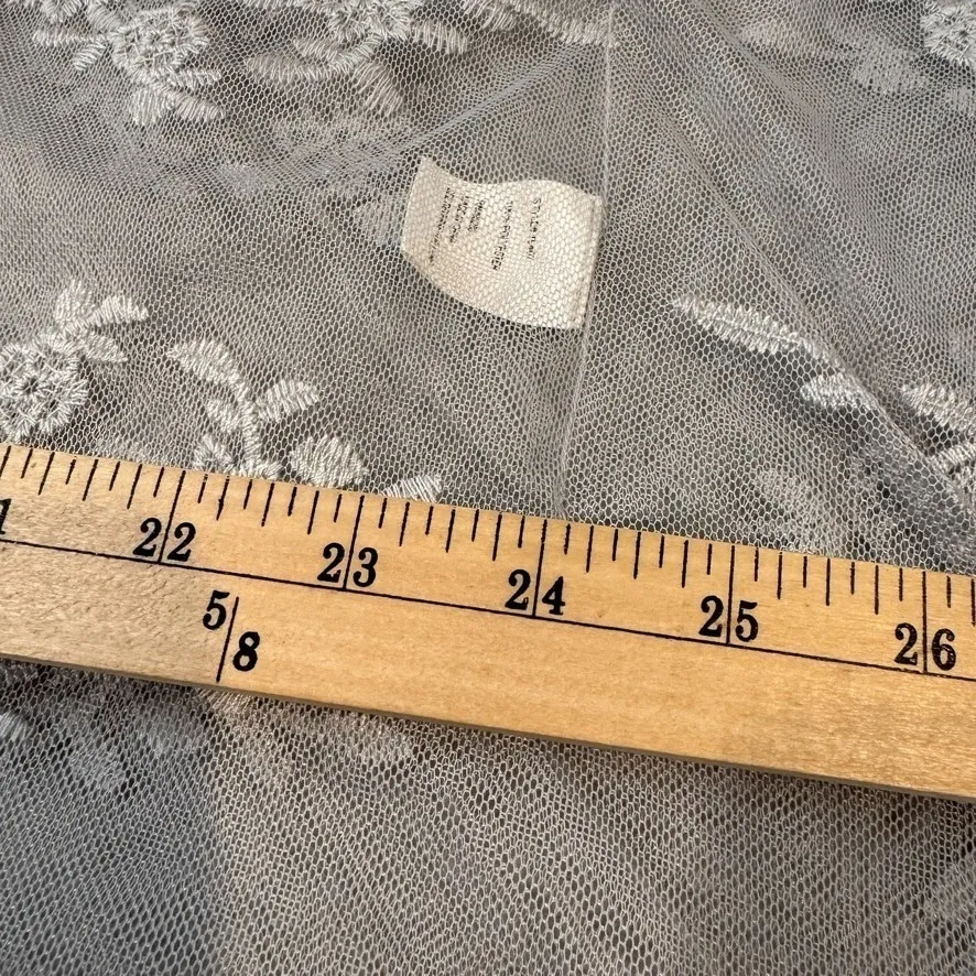 Cal Style Kimono Top Womens XL Silver Lace Crochet Witchy Romantic Fairy Gray - Image 11