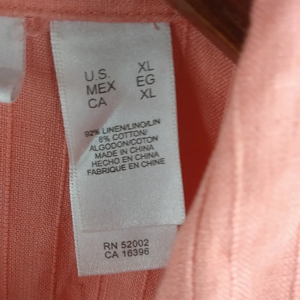 Liz Claiborne XL Linen Cantaloupe Ruffle Cotton Top Plus - Image 9