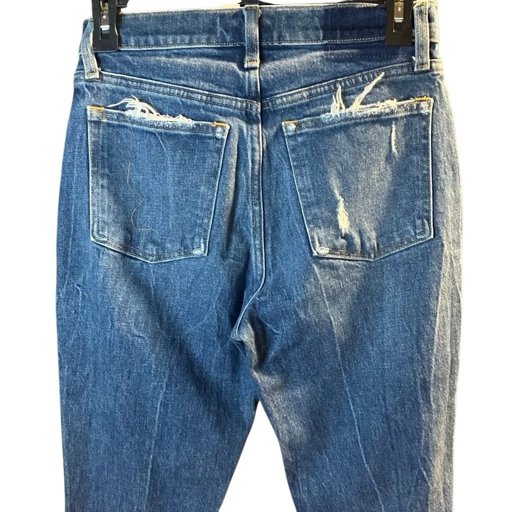 Abercrombie & Fitch High Rise Mom Jeans Dark Wash Distressed 2/26S #761 - Image 7