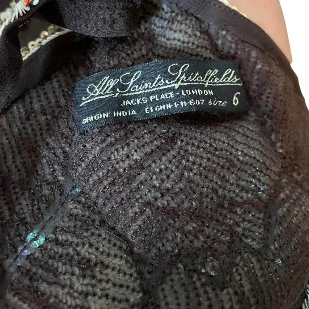 All Saints Spitalfields Luxe Sheer Silk Sequin Native American Southwestern Top - Image 6