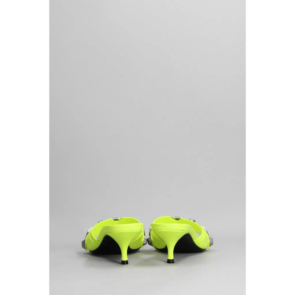 BALENCIAGA Cagole Mules in Fluo Yellow & Palladium 37 with box Womens Heels - Image 13