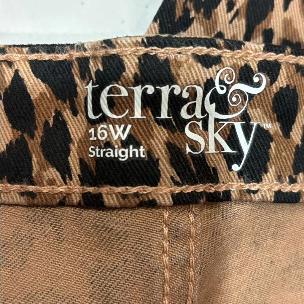Terra & Sky Leopard Core Straight Denim, Straight Leg, Women’s Size 16 Plus - Image 6