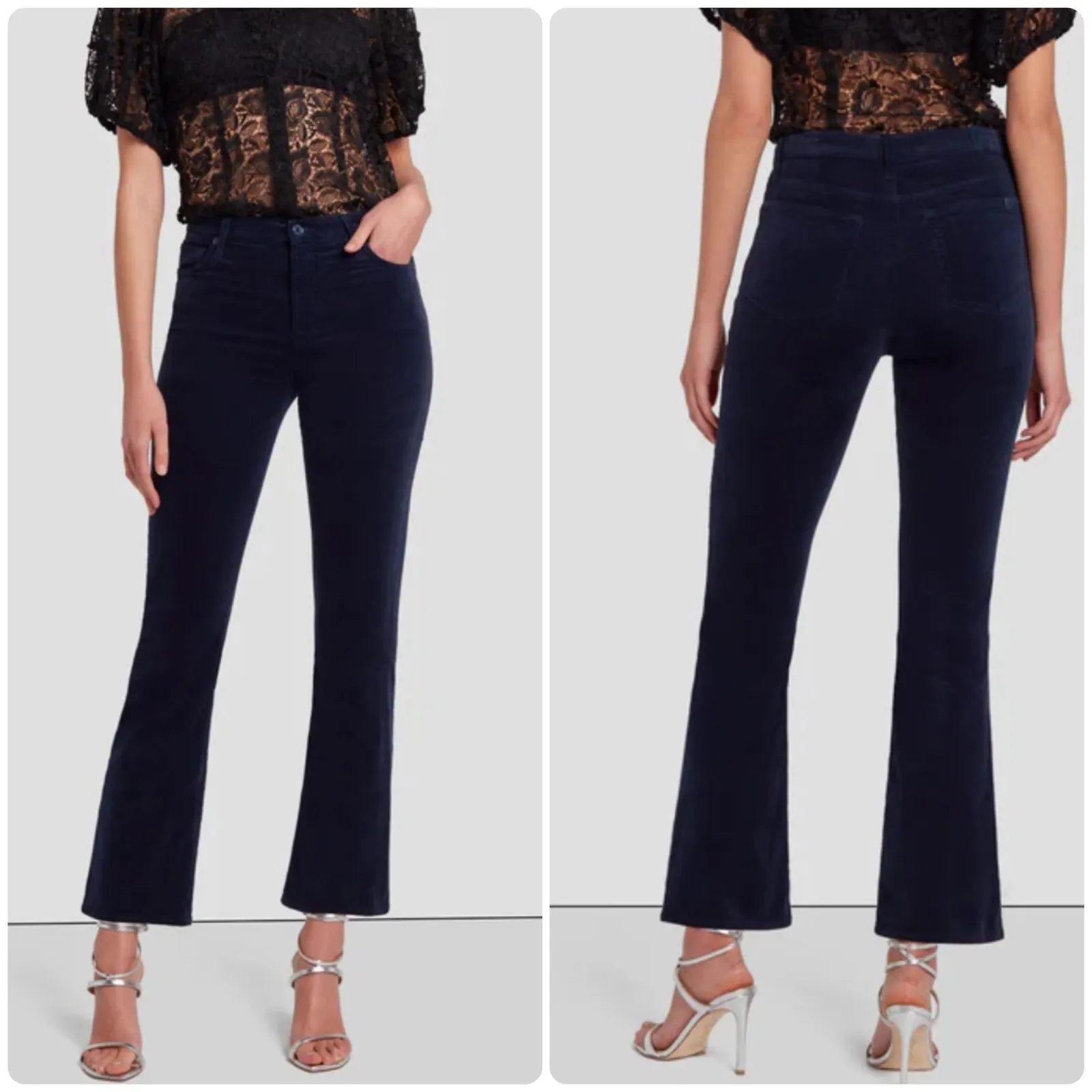 7 For All Mankind Size 26 Merlot Burgundy Velvet Slim Kick Pant 25.5 Inch Inseam - Image 10