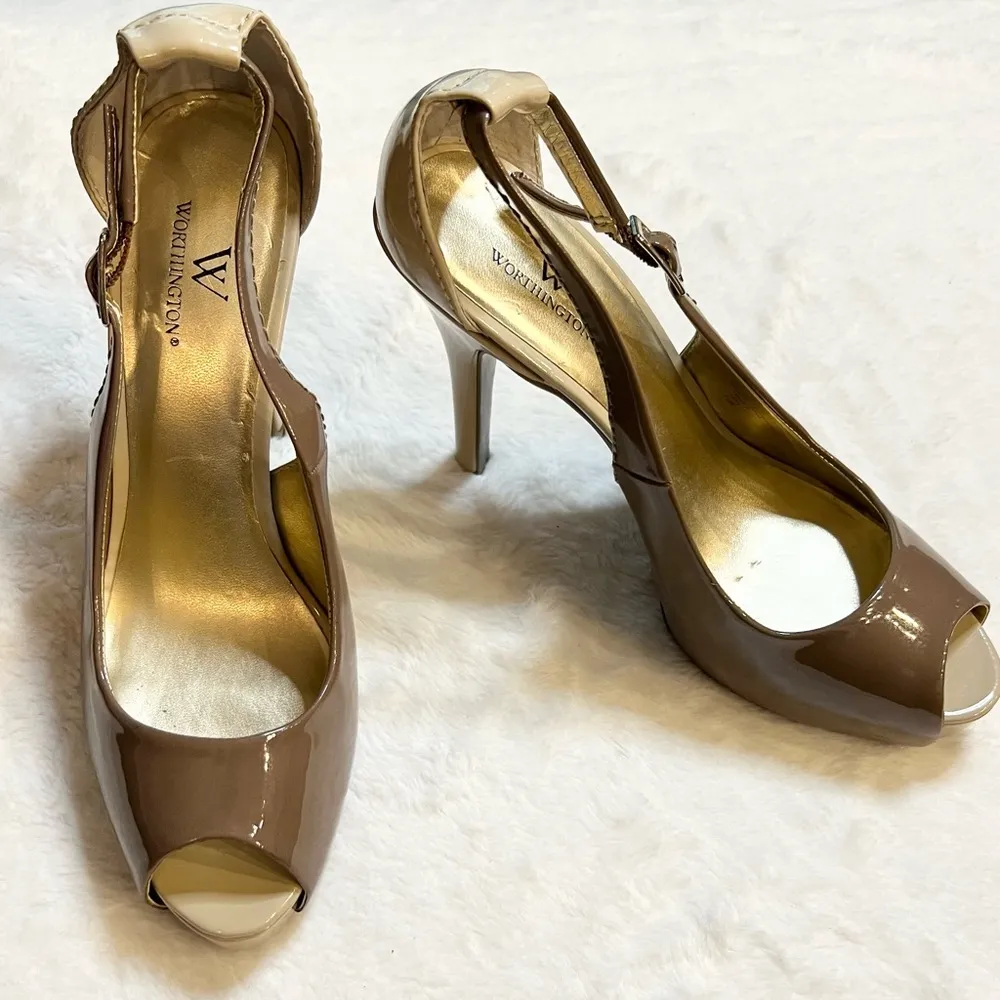 Worthington Taupe Two Tone Stiletto Heels Size 9.5 - Image 6