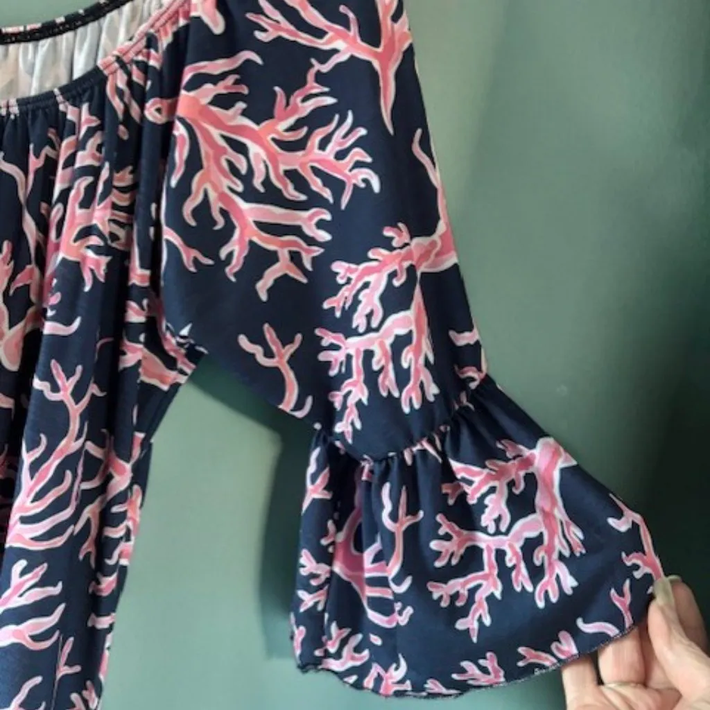 Simply Southern L Navy Pink Dress Coral Reef Tassel Edge Casual Chic Resort Wear - Image 5