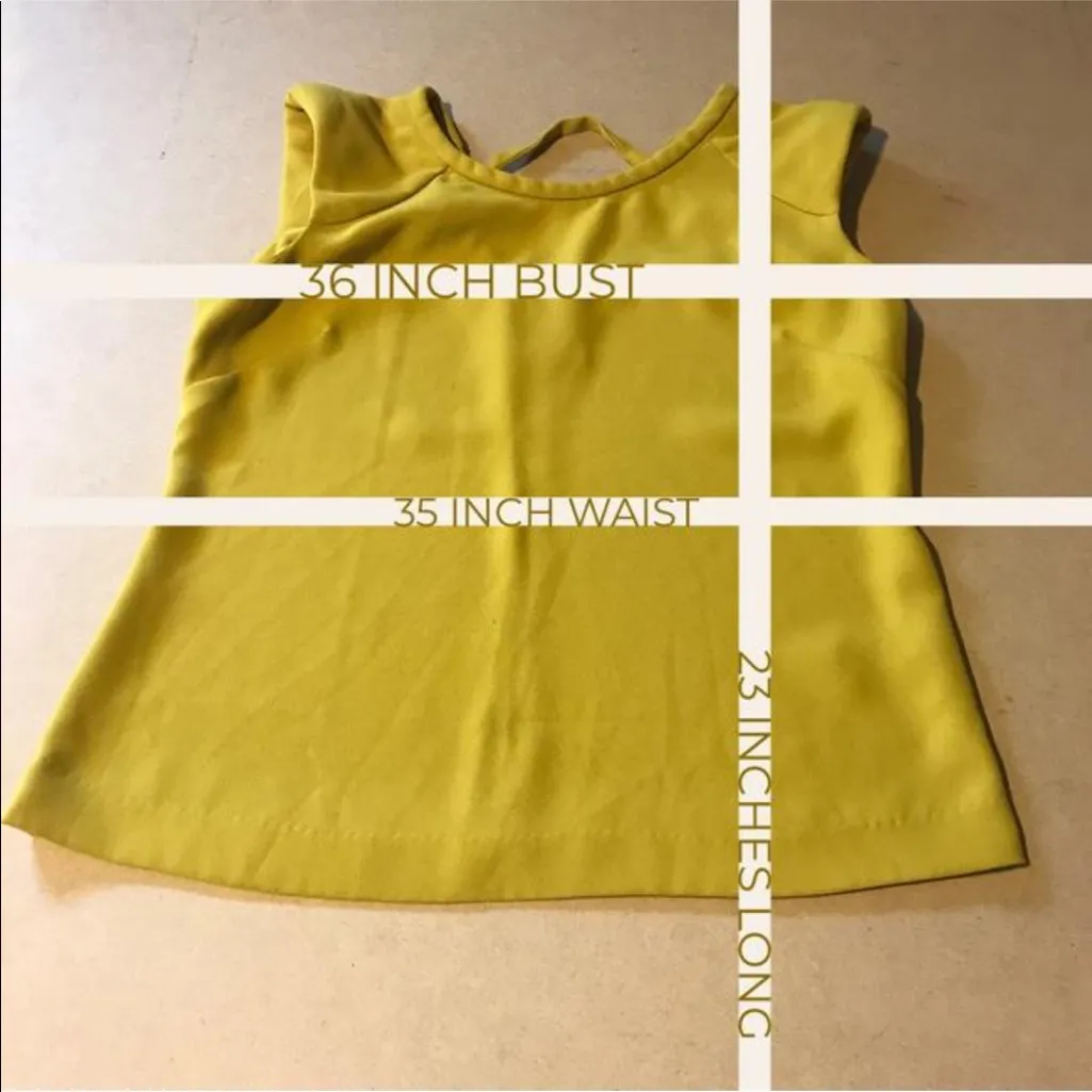 VIVIENNE VIVIENNE TAM CHARTREUSE YELLOW CAP SLEEVE PULL OVER TOP (S) - Image 8