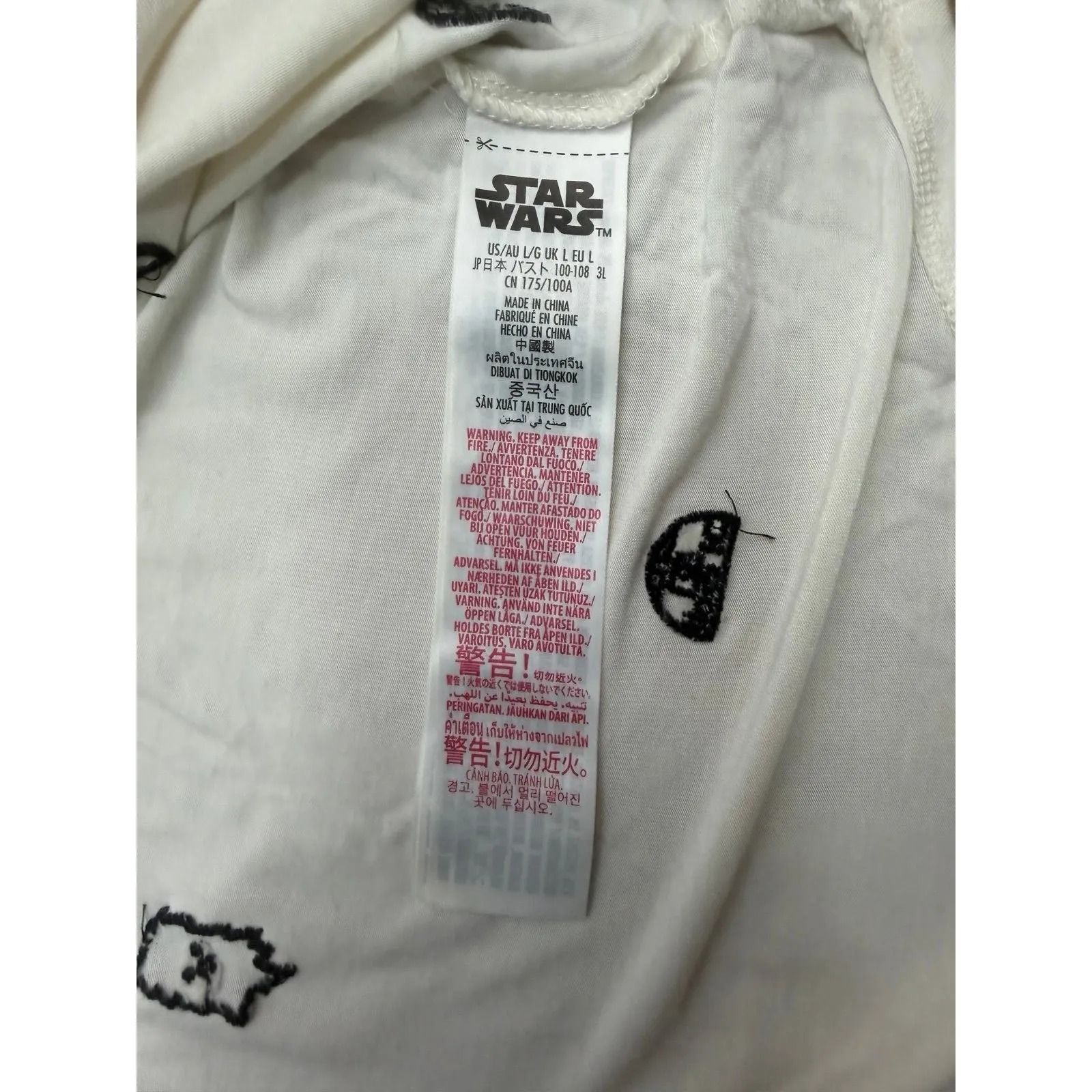 Star Wars Ivory Long Sleeve Top Womens L All Over Print Soft Stretch - Image 6