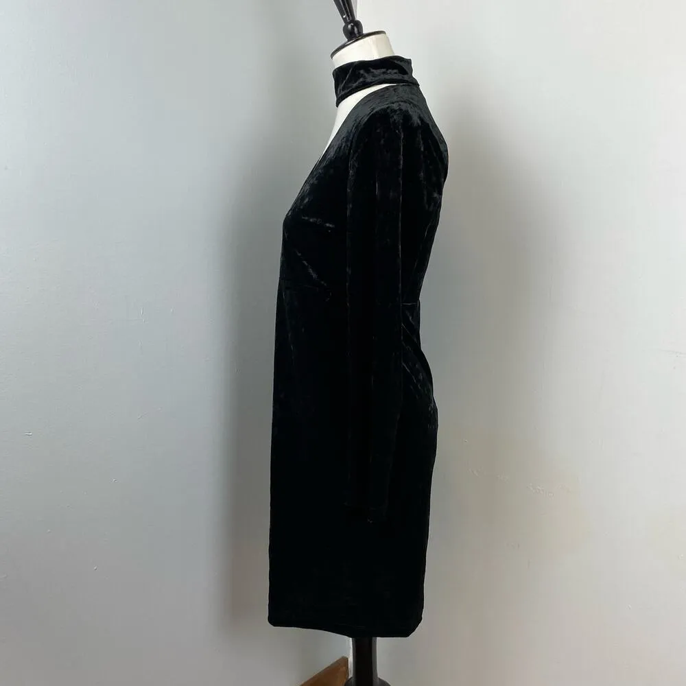 Bardot Black Velvet Kira Long Sleeve Choker Mini Dress Size 8 NEW - Image 7