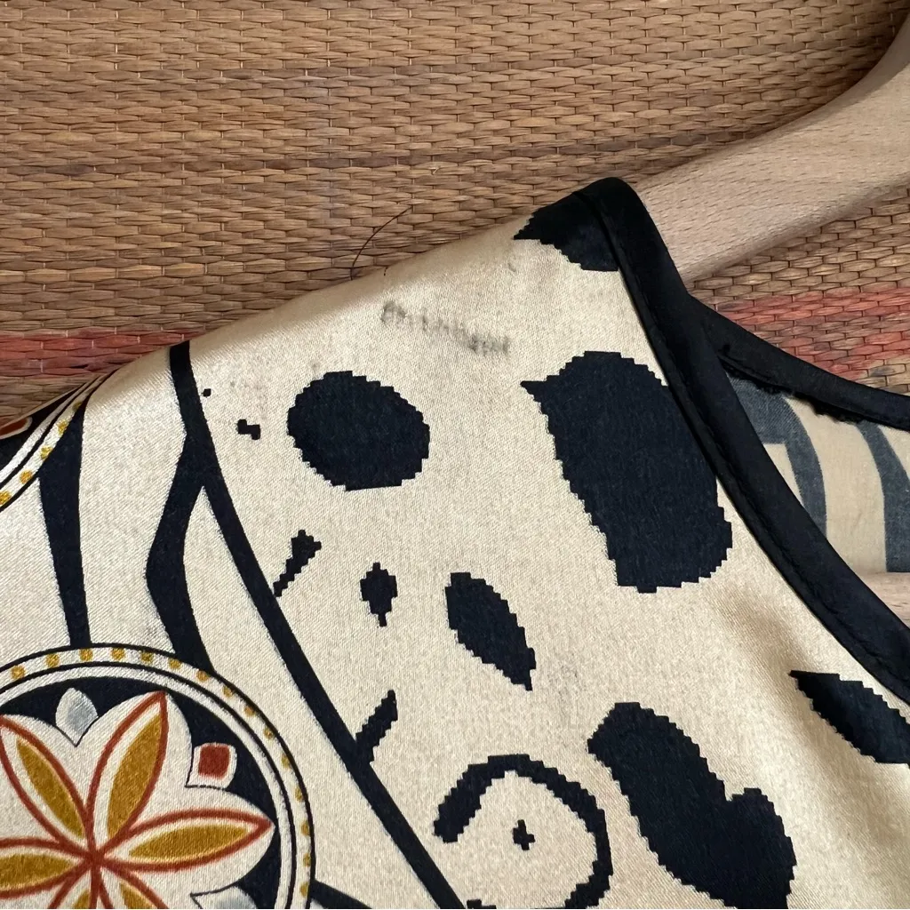 Vintage 90’s Animal Print Satin Caftan Tan Size undefined - Image 4