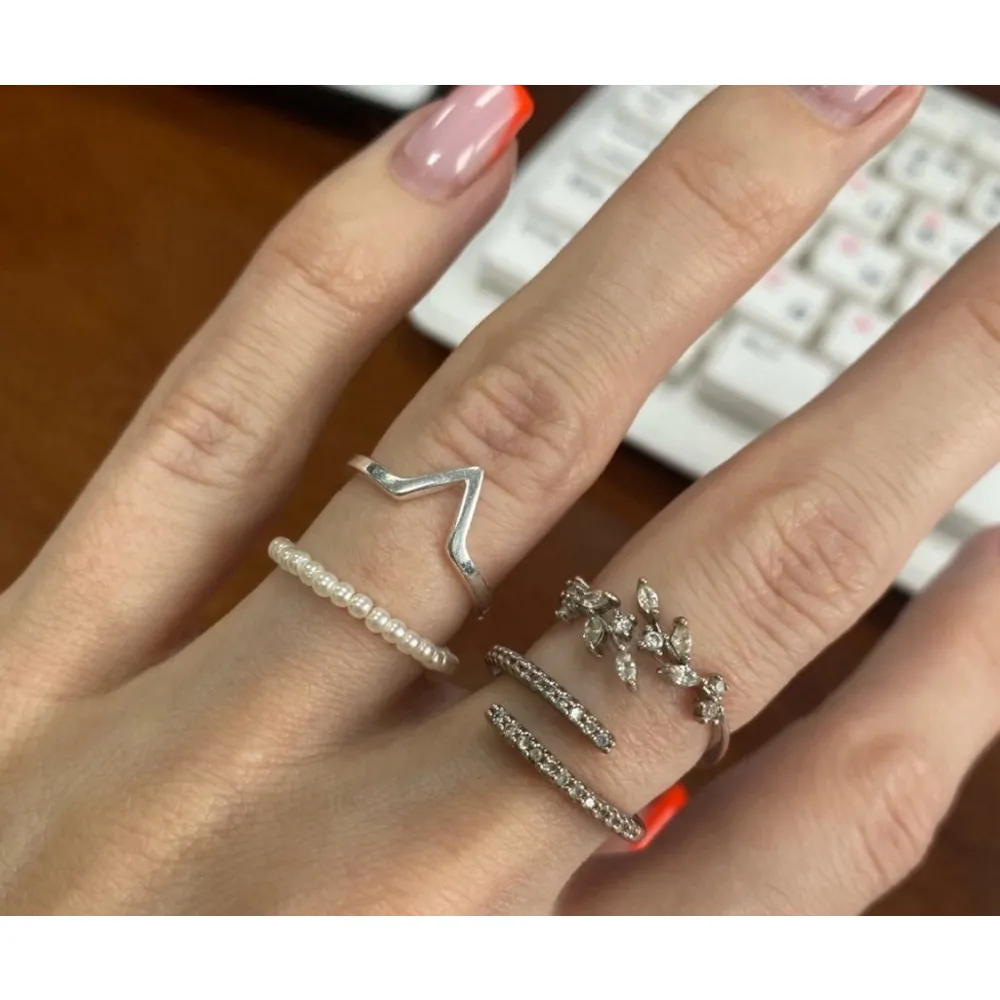 NEW White Gold Plated Midi Knuckle‎ Finger Stacking Ring, Adjustable - Image 12