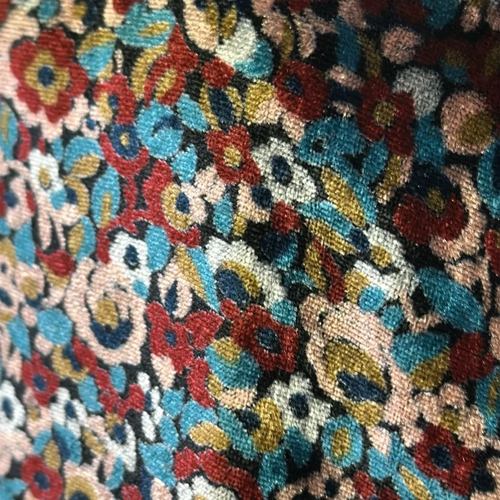 Loft Velvet Multicolor Floral Print Flutter Sleeve Shift Crew Neck Dress Small - Image 6