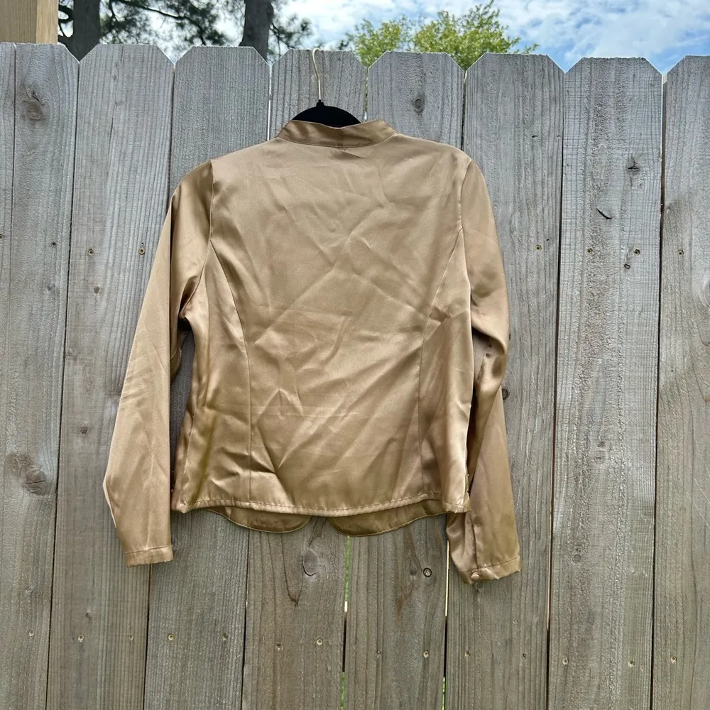 Laura Scott petite 10 gold embroidered floral beaded king sleeve top vintage‎ - Image 7