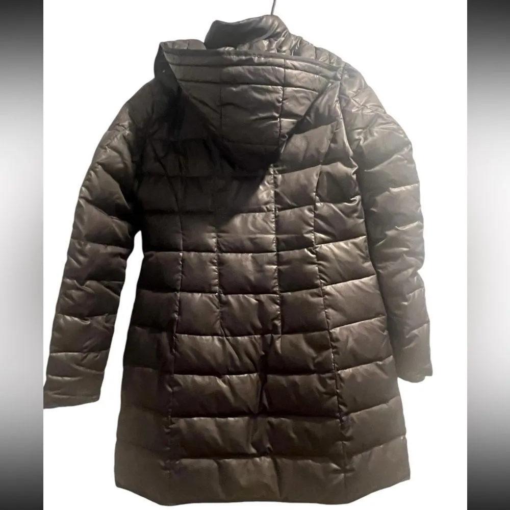 Vince camuto‎ women's size small full zip down jacket in black w/ hood - Image 4