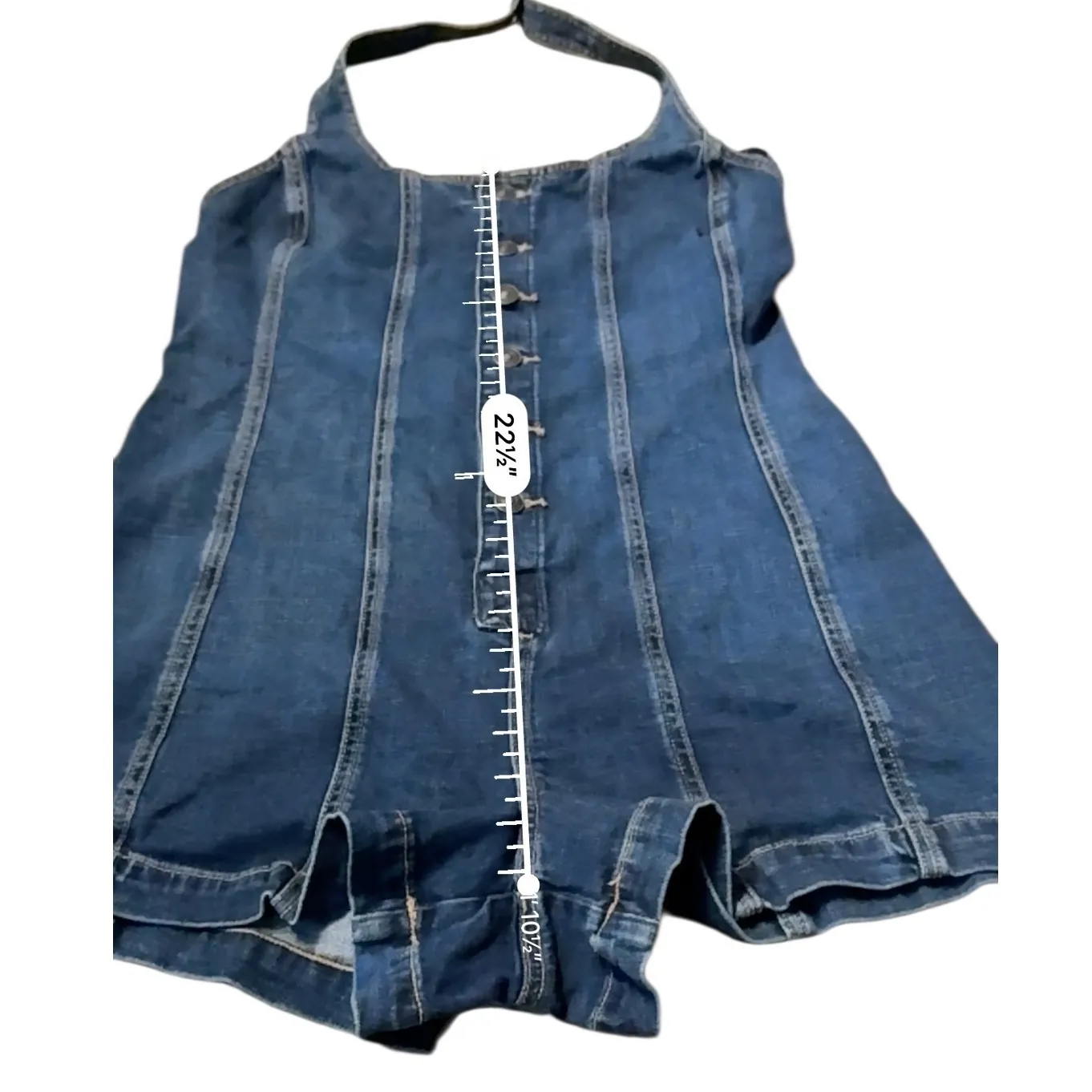American Eagle Denim Romper Size Medium Halter Neck Button Front Y2K Style - Image 8