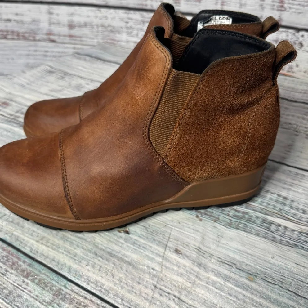 Sorel Evie II Chelsea Boots Waterproof Suede & Leather Camel Brown 7.5 - Image 5