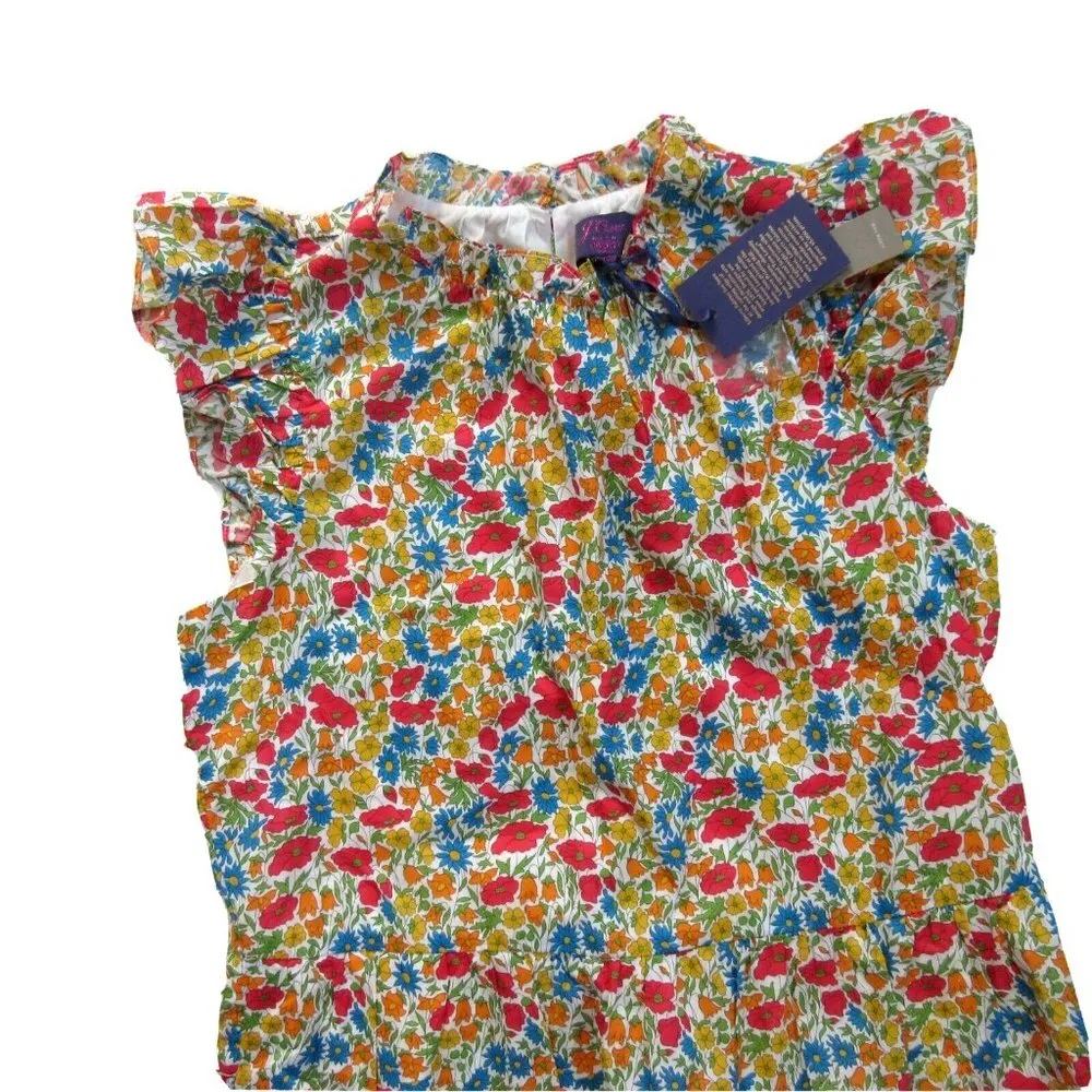 NWT J.Crew Tiered Dress in Cerise Blue Liberty® Poppy and Daisy Print Floral XS - Image 3