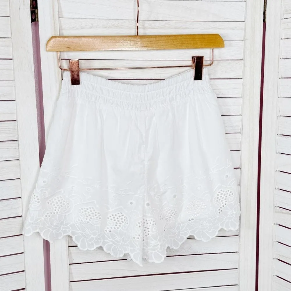 Aeropostale Live Love Dream Eyelet Hem High Waist Shorts White Small - Image 9