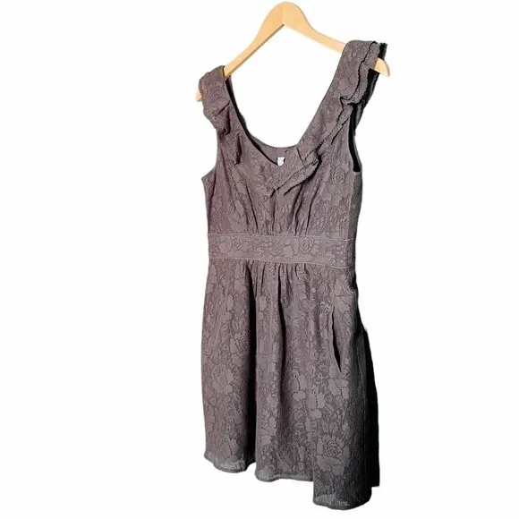 Anthropologie Maeve Dress Women's Size Small Y2K Gray Lace Ruffle Short Sundress - Image 10