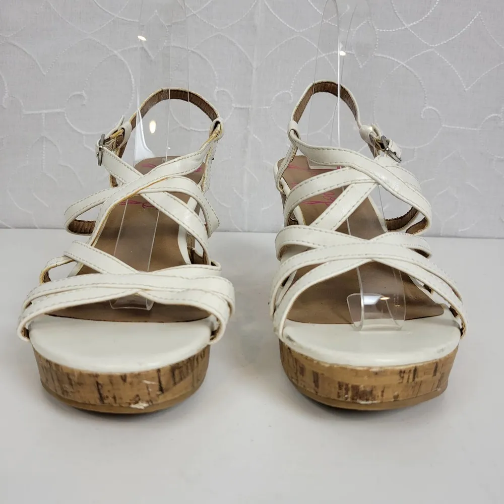 Jellypop Womens Sandals Size 7.5 White Poppins Strappy Wedge Platform Cork - Image 9