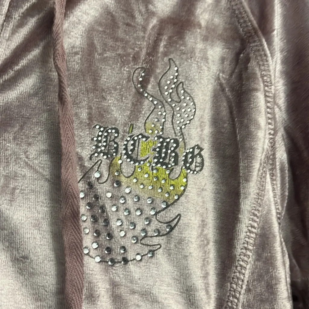 BCBGMAXAZRIA Pink Misted Grape Velour Tracksuit XL - Image 4