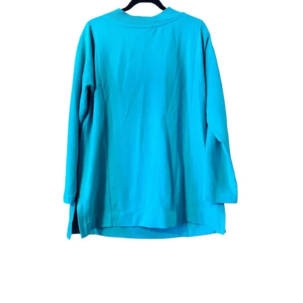 J. Jill Fit L teal green athleisure tunic with kangaroo pocket v - Image 4