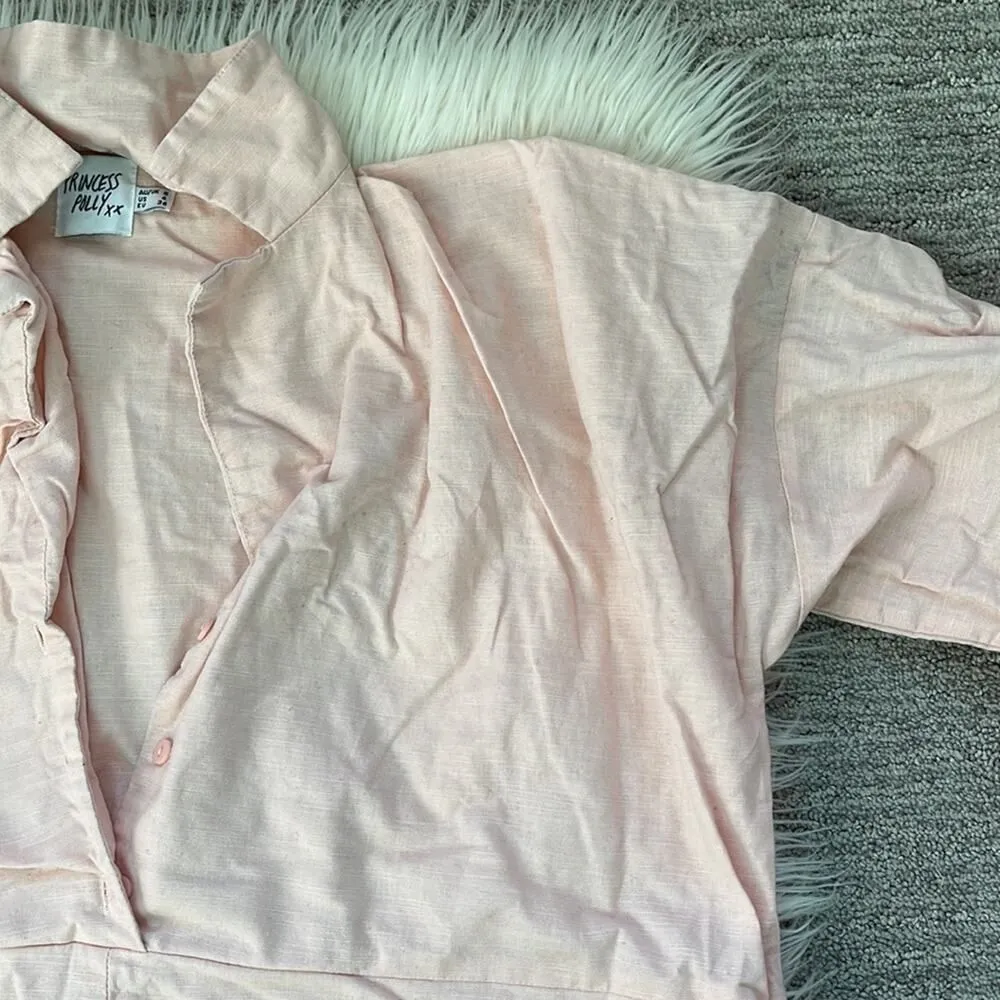 Princess Polly Pink Linen Sinclair Romper Playsuit - Image 7