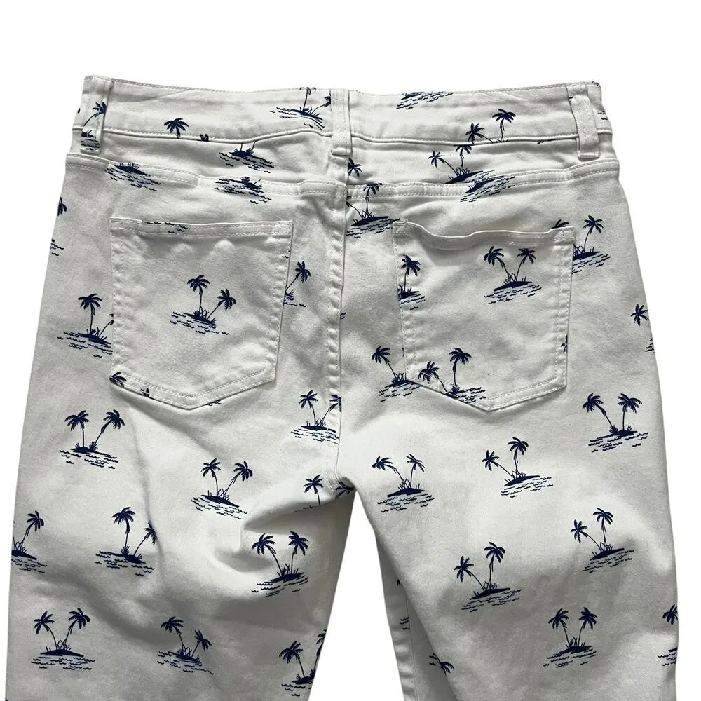 Chaps White & Blue Palm Trees Capri Pants Women Size 6 | 61-10 - Image 3