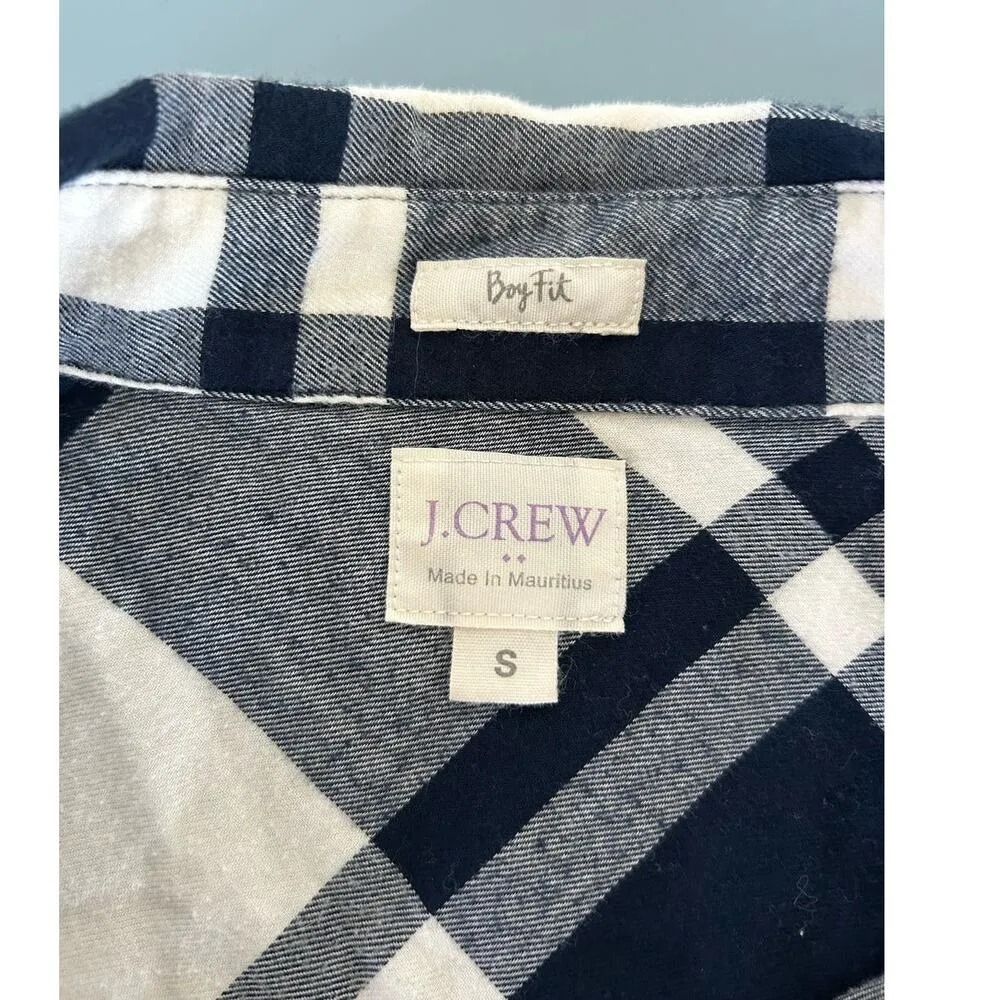 J. Crew womens buffalo plaid blue button down shirt size S - Image 5