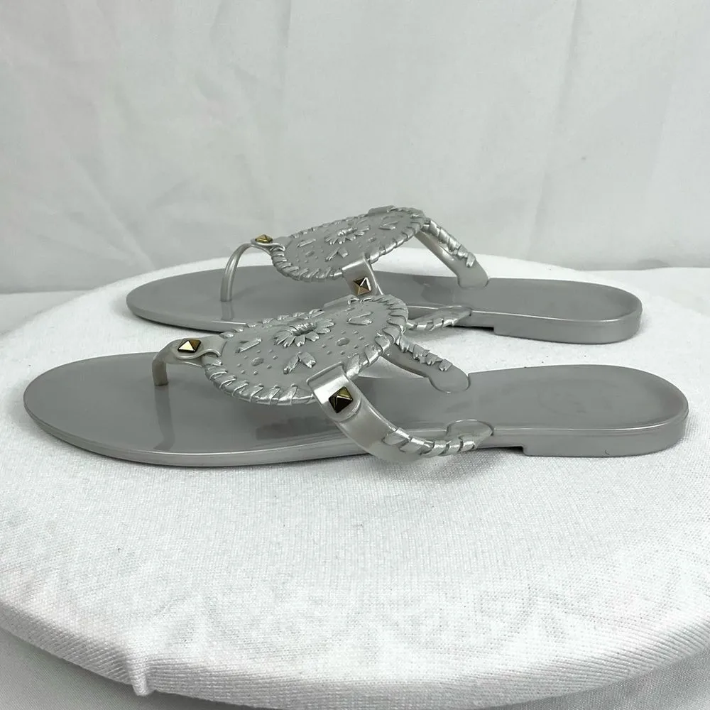 Jack Rogers Georgica Jelly Sandals Silver Sz 9 Flats Flip Flops Beach Swim Pool - Image 3