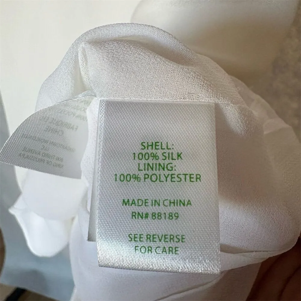 Lily Pulitzer 2XS White Silk V-Neck Sleeveless Blouse Casual - Image 5