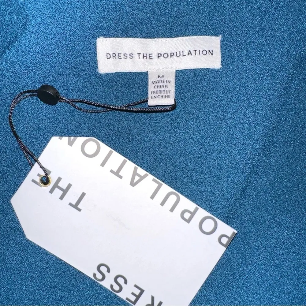 NWT Dress The Population Tiffany Peacock Blue One Shoulder Midi Dress MEDIUM - Image 5