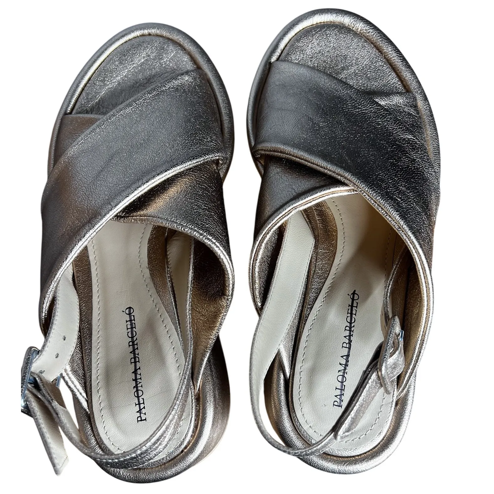 Paloma Barcelo Free People Sima Slingback Sandal Gold Leather‎ Flatform Size 7.5 - Image 9