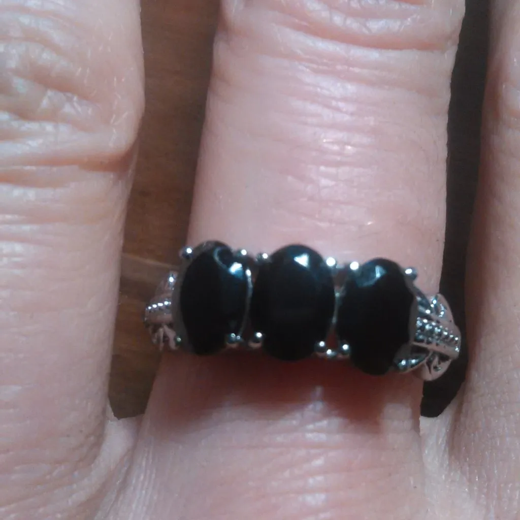 Thai Black Spinel Stainless Steel Ring (Size 8) - Image 11