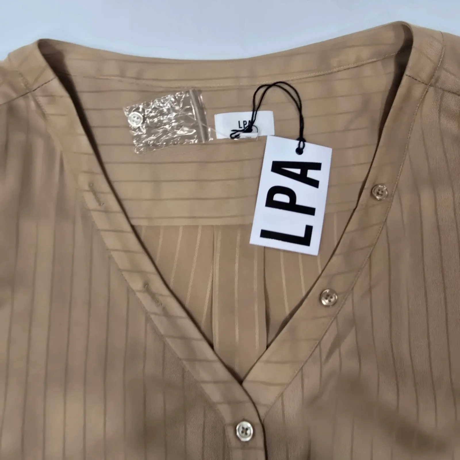 LPA Open Neck Button Up Shirt Dresstan XL - Image 8