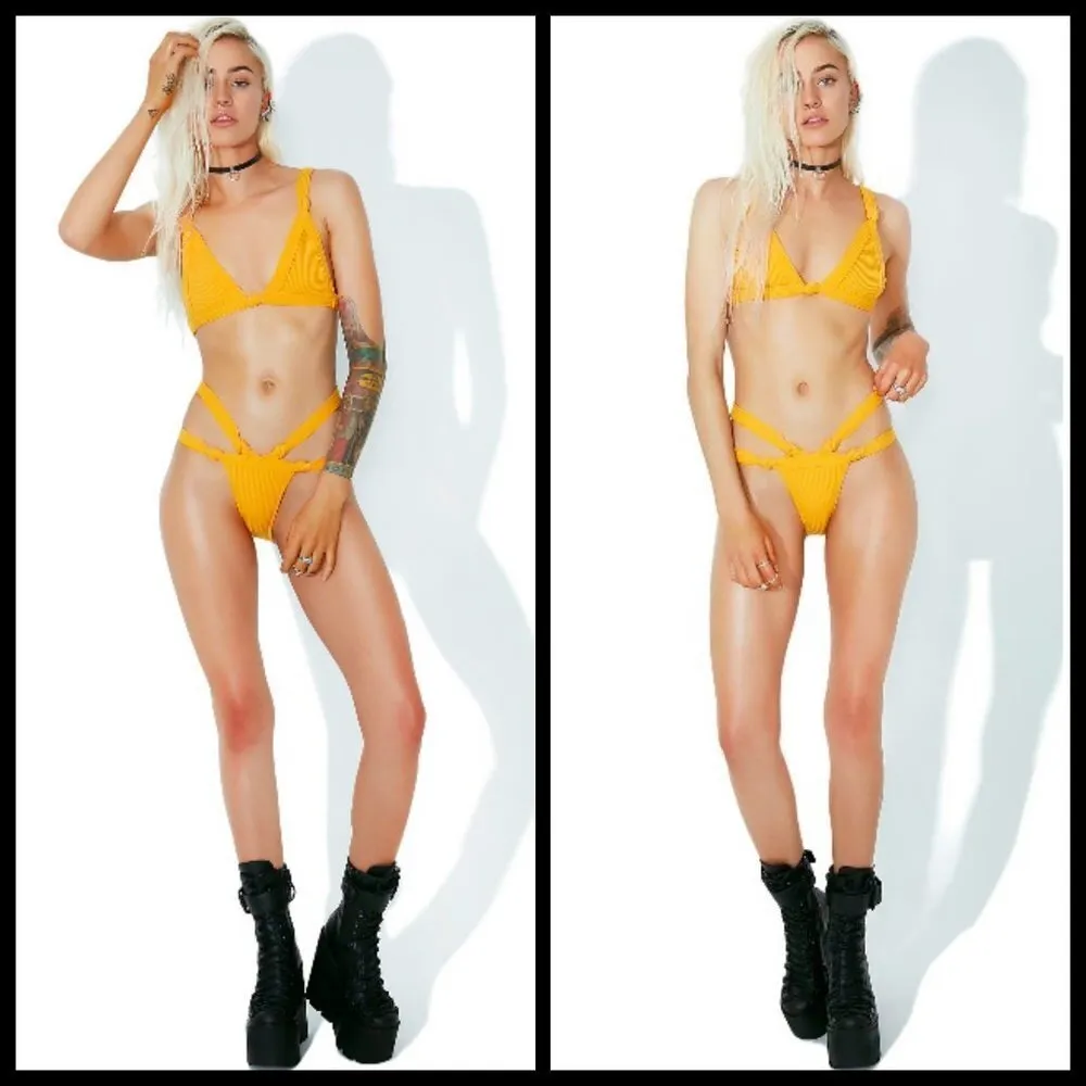 💕MINIMALE ANIMALE💕 Knotted Bandit Brief Bikini BOTTOMS Gold Small S - Image 6