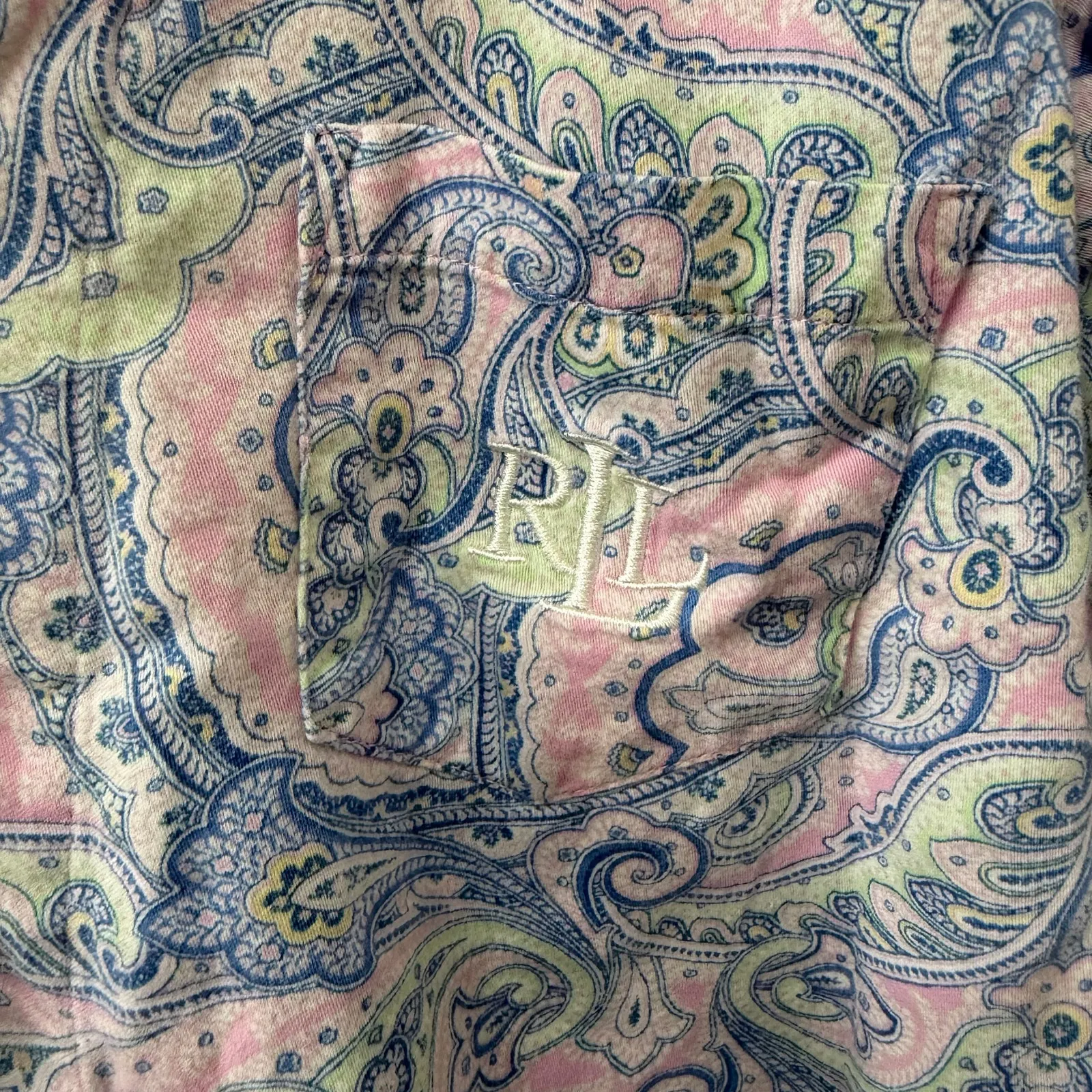 Lauren Ralph Lauren Paisley Sleepshirt Size Medium Button Down Preppy Lounge - Image 2