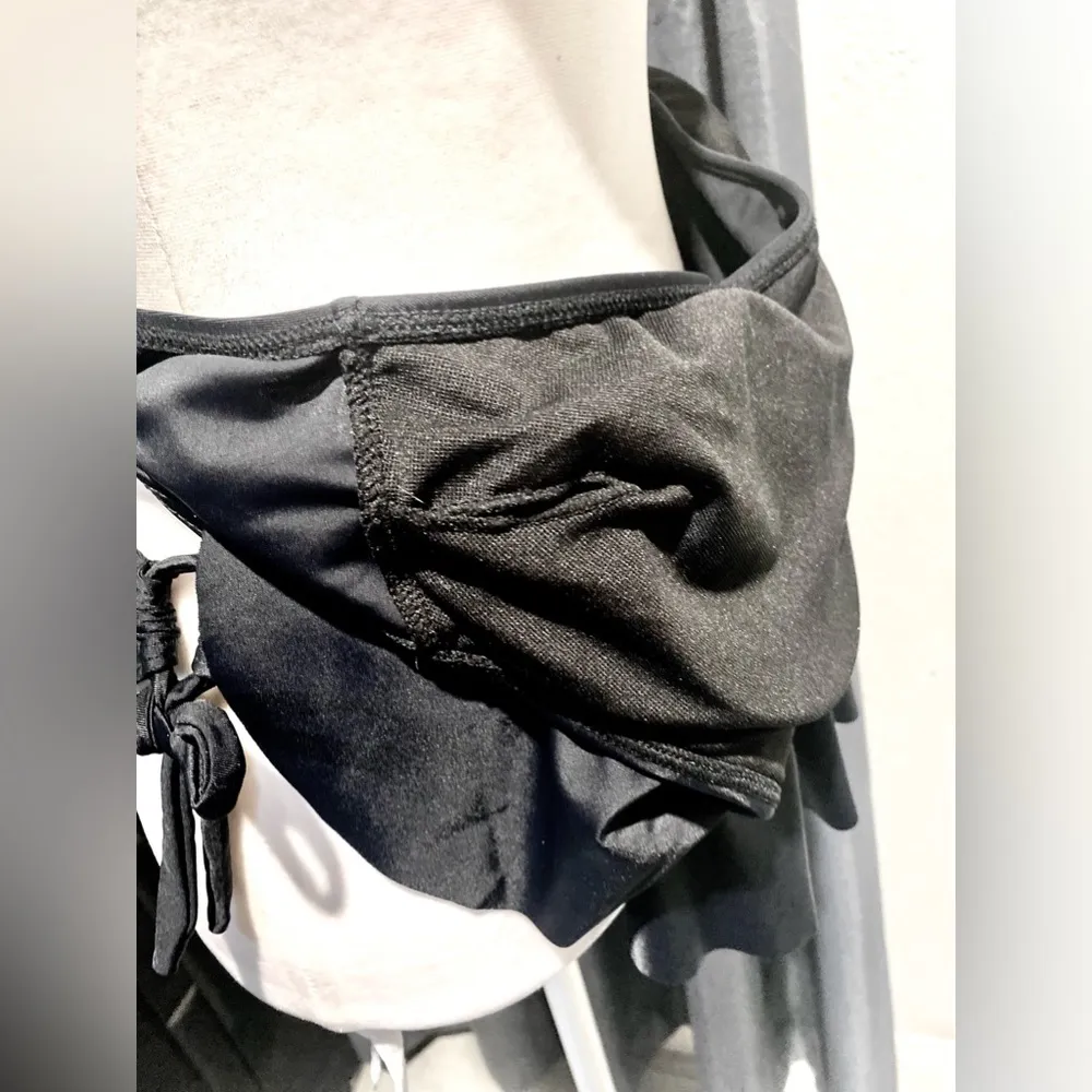 NWT Tempt Me 2 - Piece Black Bikini Side Tie Bottoms Ruffled Top Cross Back Lrg - Image 12