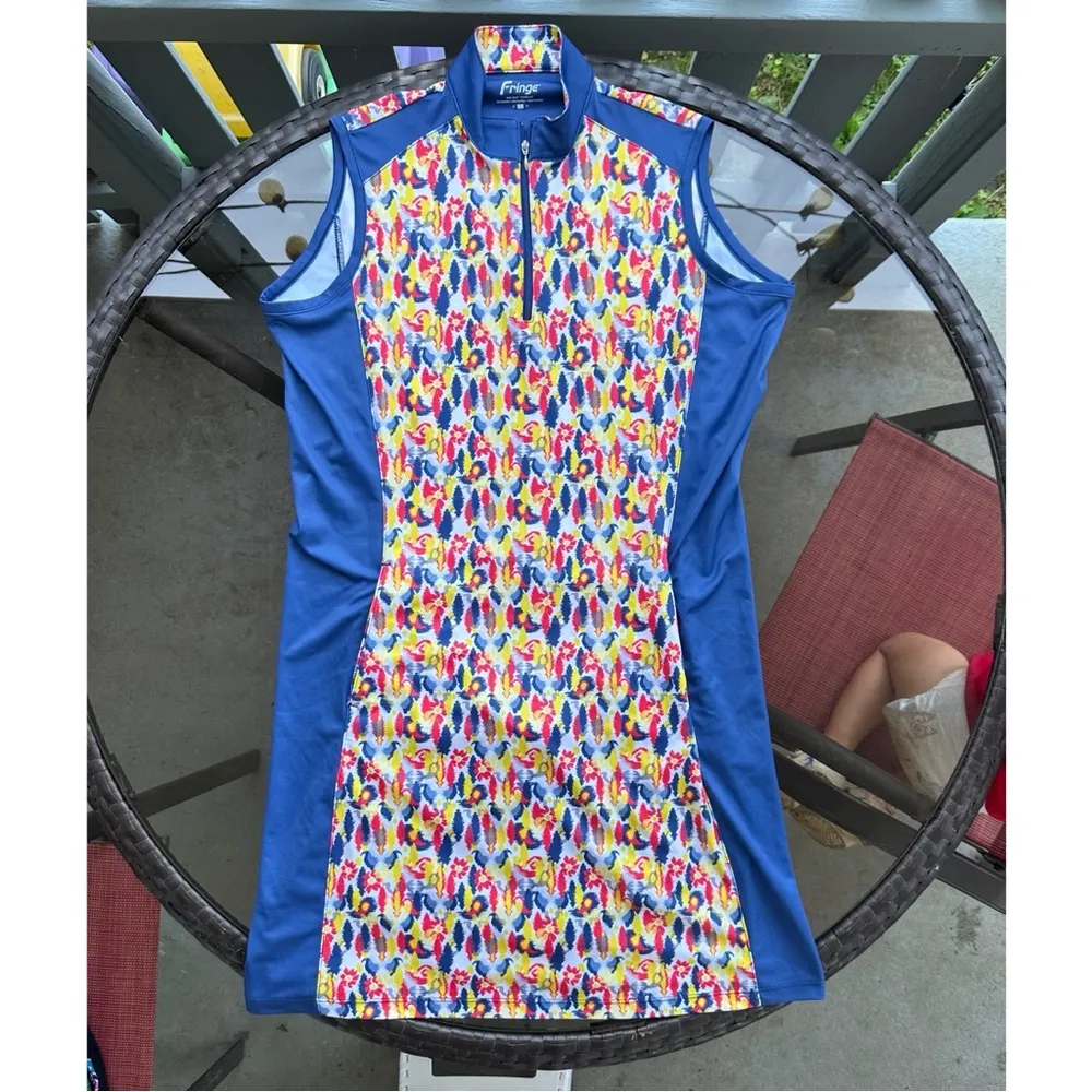 Fringe Peyton Sleeveless Athletic Golf Dress in Blue/Primrose Yellow Size Large - Image 16