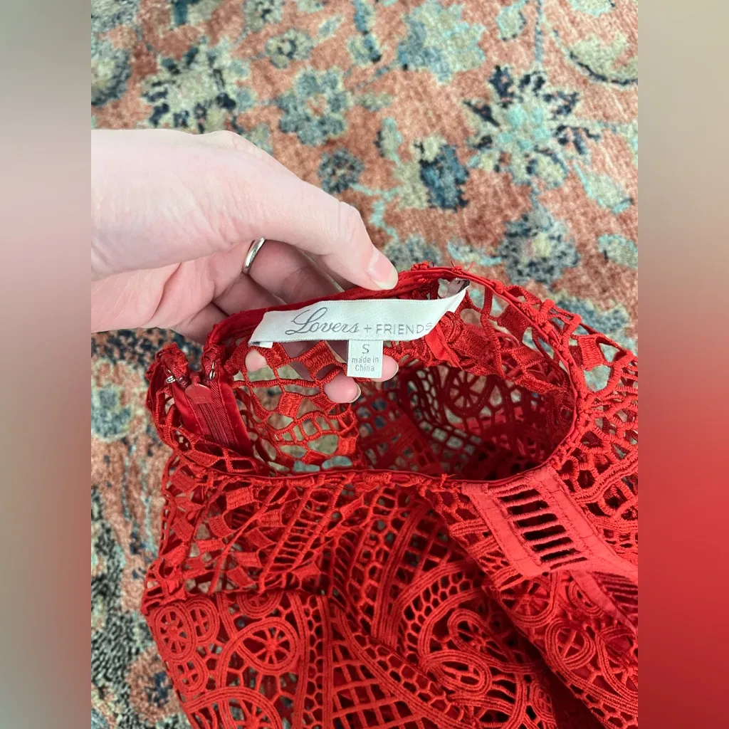 Lovers and friends red cherish lace romper small - Image 8