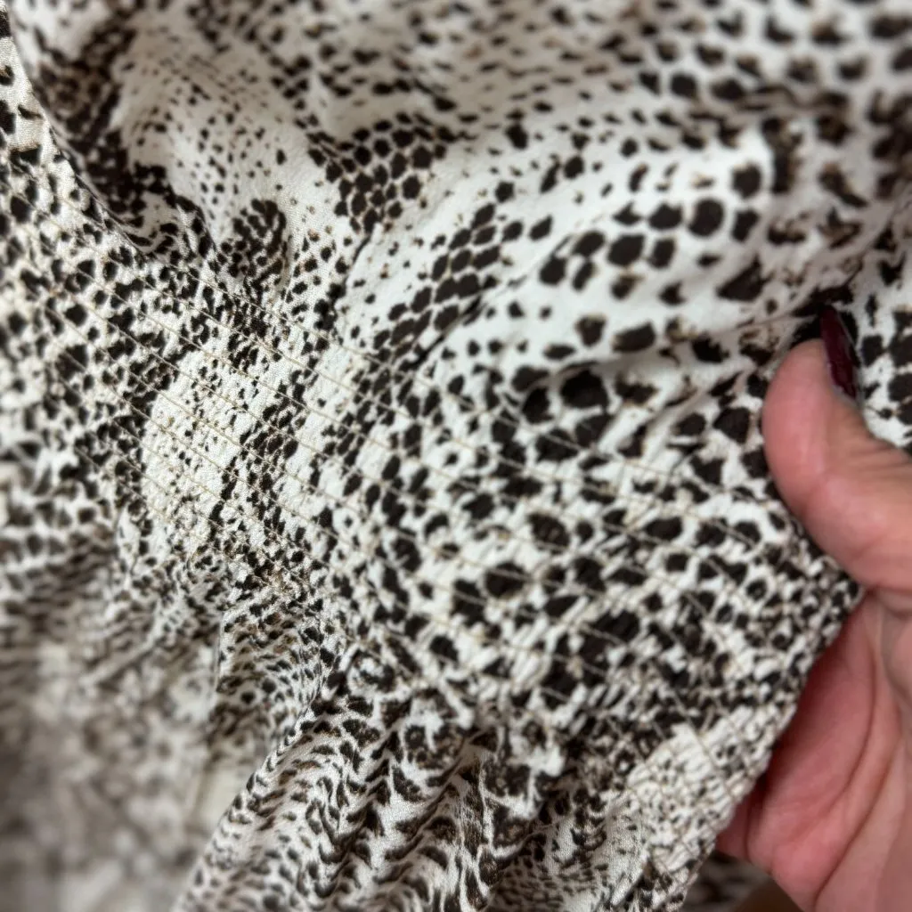 NEW Free People S Wild Nights Animal Print Long Duster cardigan Brown Cream Boho - Image 12