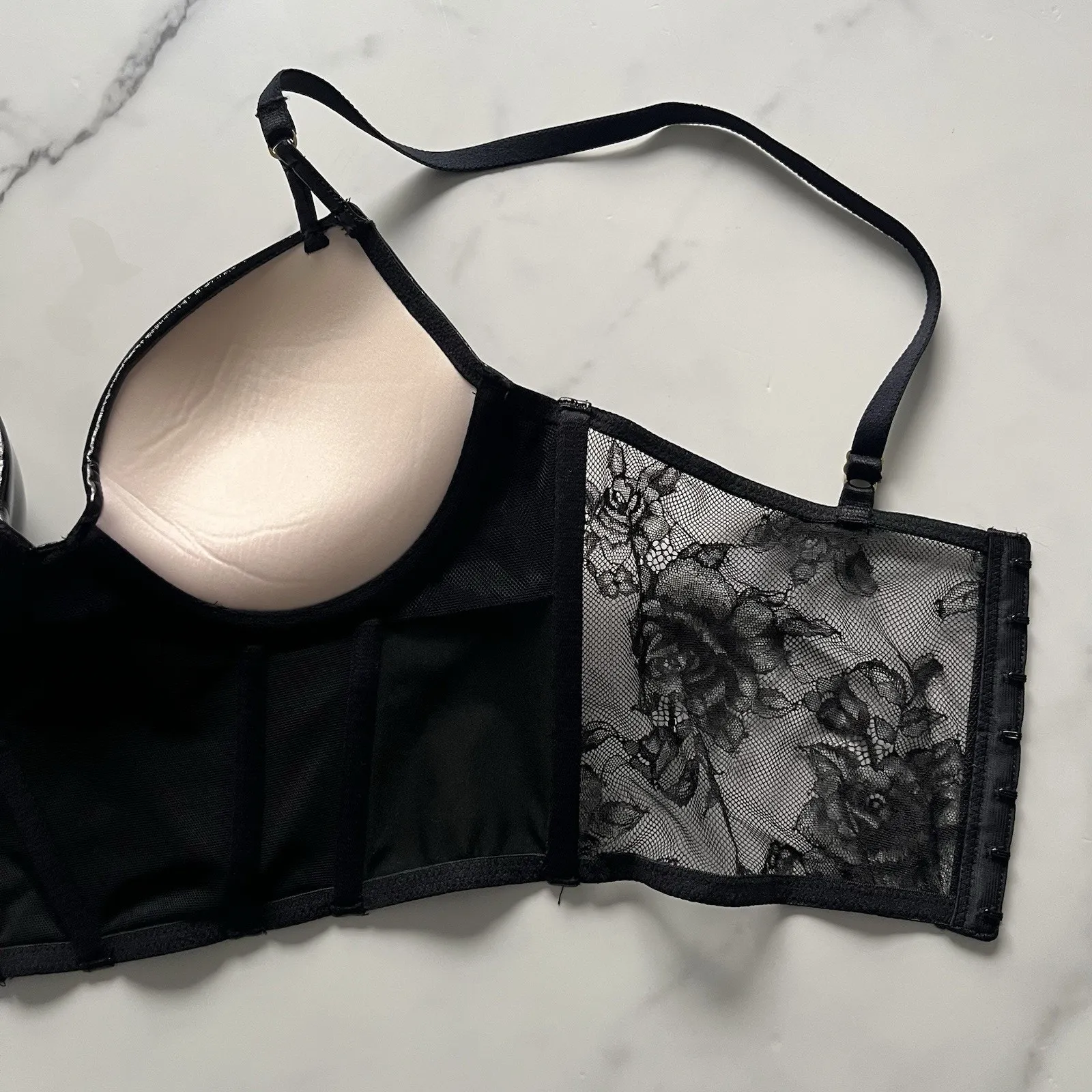 Victoria's Secret Very Sexy Midnight Affair Faux Patent Corset black bustier 34B - Image 5