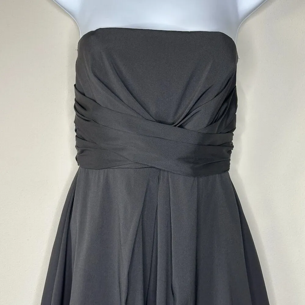 WHBM Womens Strapless LBD Party Wedding Date Bubble Hem Mini Dress in Black 8 - Image 2