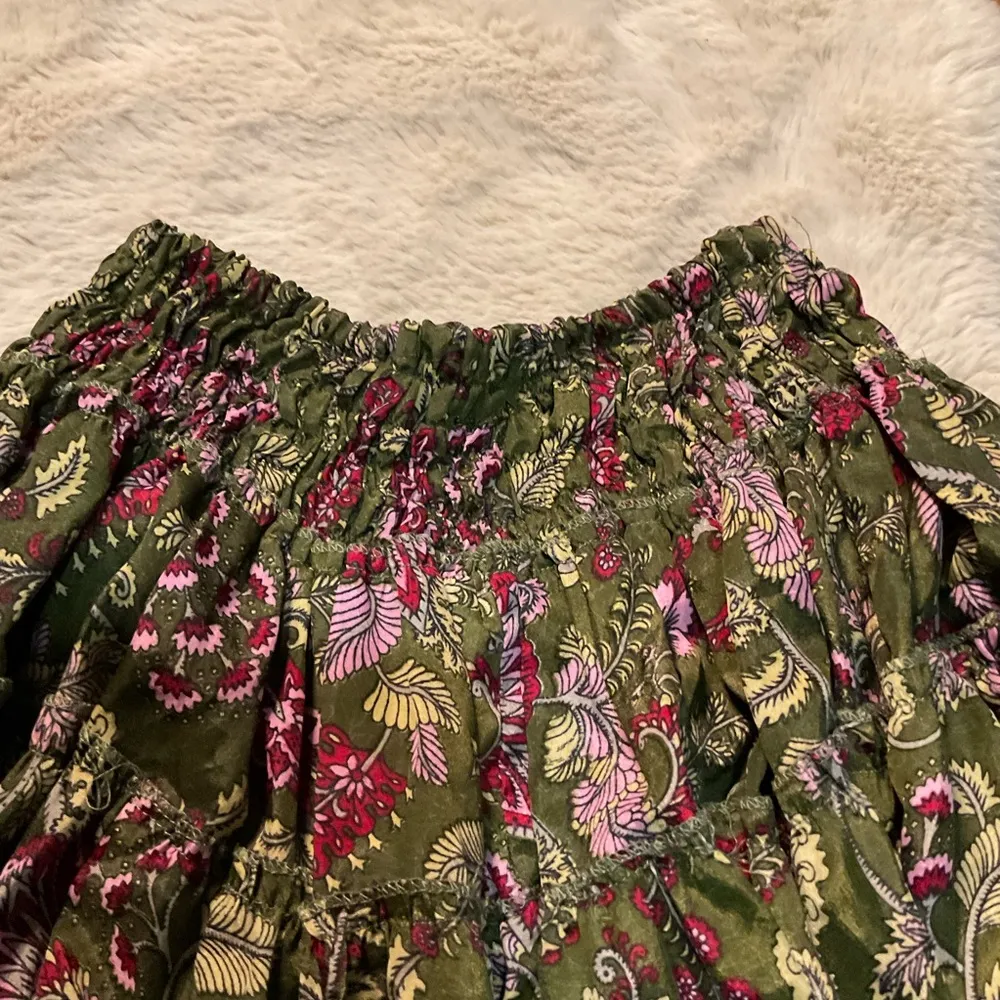 Multicolored Tiered Bubble Skirt Womens Size Large Flowy Elastic Waist Floral Brown - Image 3