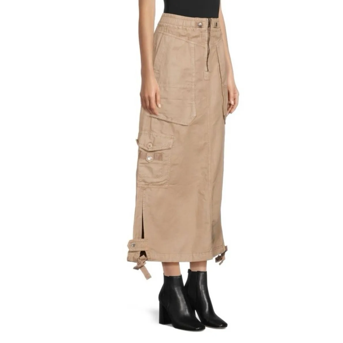 Current Elliott The Article A line Cargo MIDI Skirt Sz 26 Linen Blend Lagenlook - Image 3
