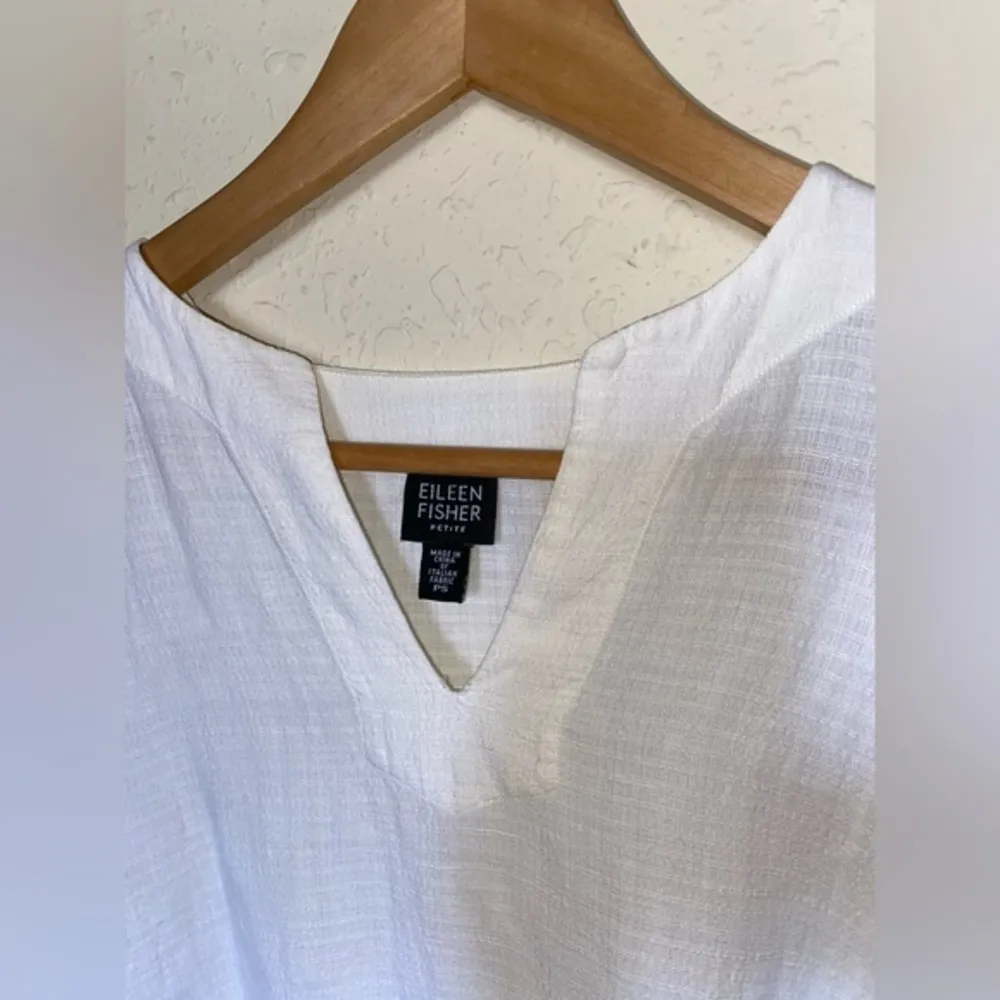 Eileen Fisher‎ White Long Sleeve V-neck Blouse ( PS ) - Image 2