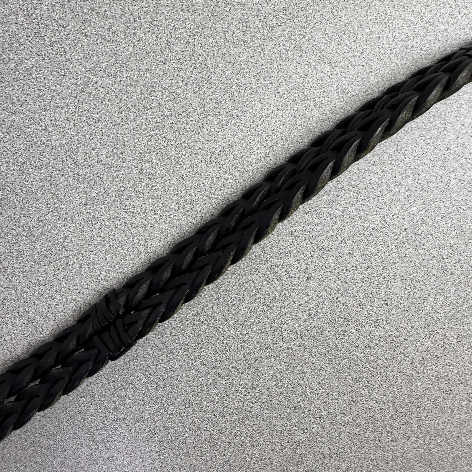 Nordstroms Womens Woven Leather Belt Womens Medium Black Braided Brass Handmade - Image 4