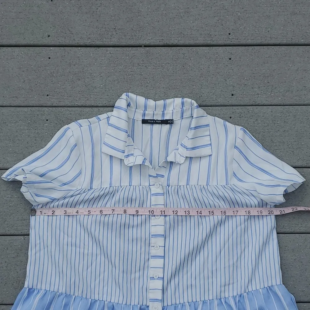Doe + Rae Tiered Stripe Short Sleeve Button Down Top - Image 10